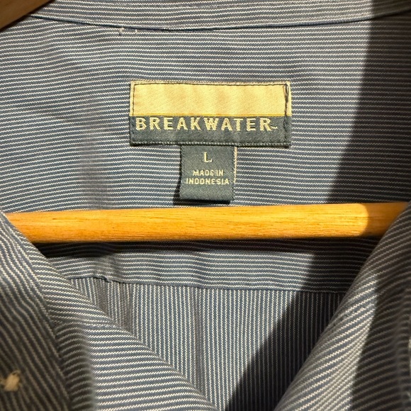 Breakwater Men's Shirt Sz Large SS Blue Button Up 80% Modal Rayon 20% Polyester - Picture 9 of 11